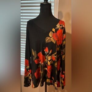 NWT Johnny Was Black and Red Floral Blouse
